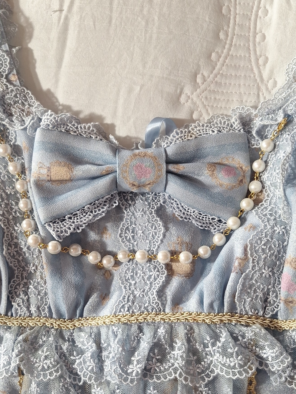 Angelic Pretty Sax Blue Horse & Carriage Pearl JSK | Old School Sweet Lolita 💙 - Picture 9 of 16